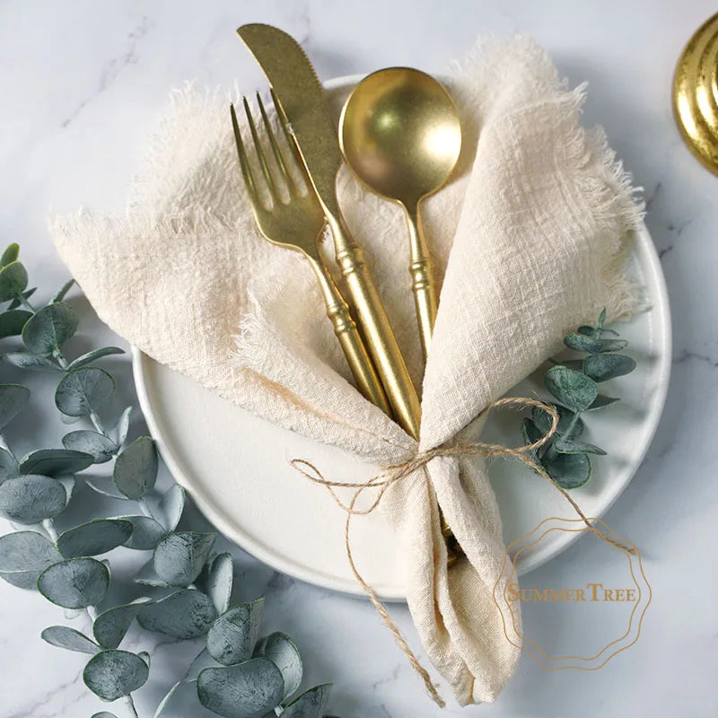 Napkin 41x41cm Cotton Cloth Gauze Retro Burr Rustic Kitchen Towel Dining Place Mat Wedding Party Dinner Mariage Table Decoration