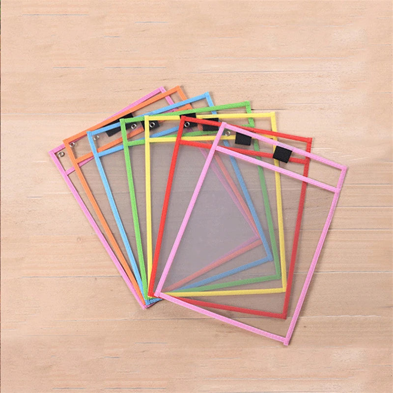 2-10pcs Document Storage Bag Reusable Waterproof Clear Color Random File Folder Dry Wiping Kids Drawing Board for School Office