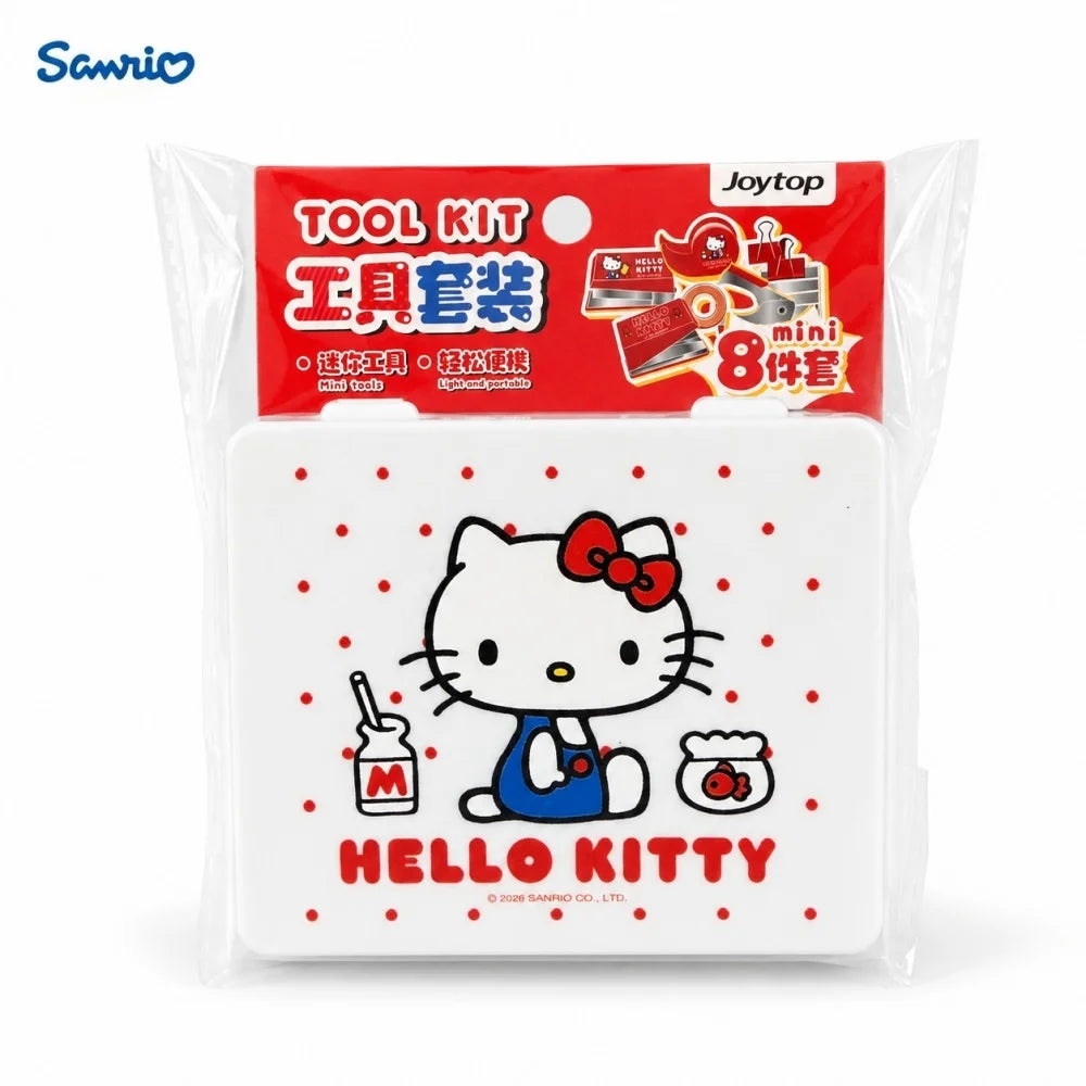 Genuine Hello Kitty Sanrio Desktop Stationery Kit Mini Stapler Tape Clips Staples Storage Box Study Office Supplies Gifts