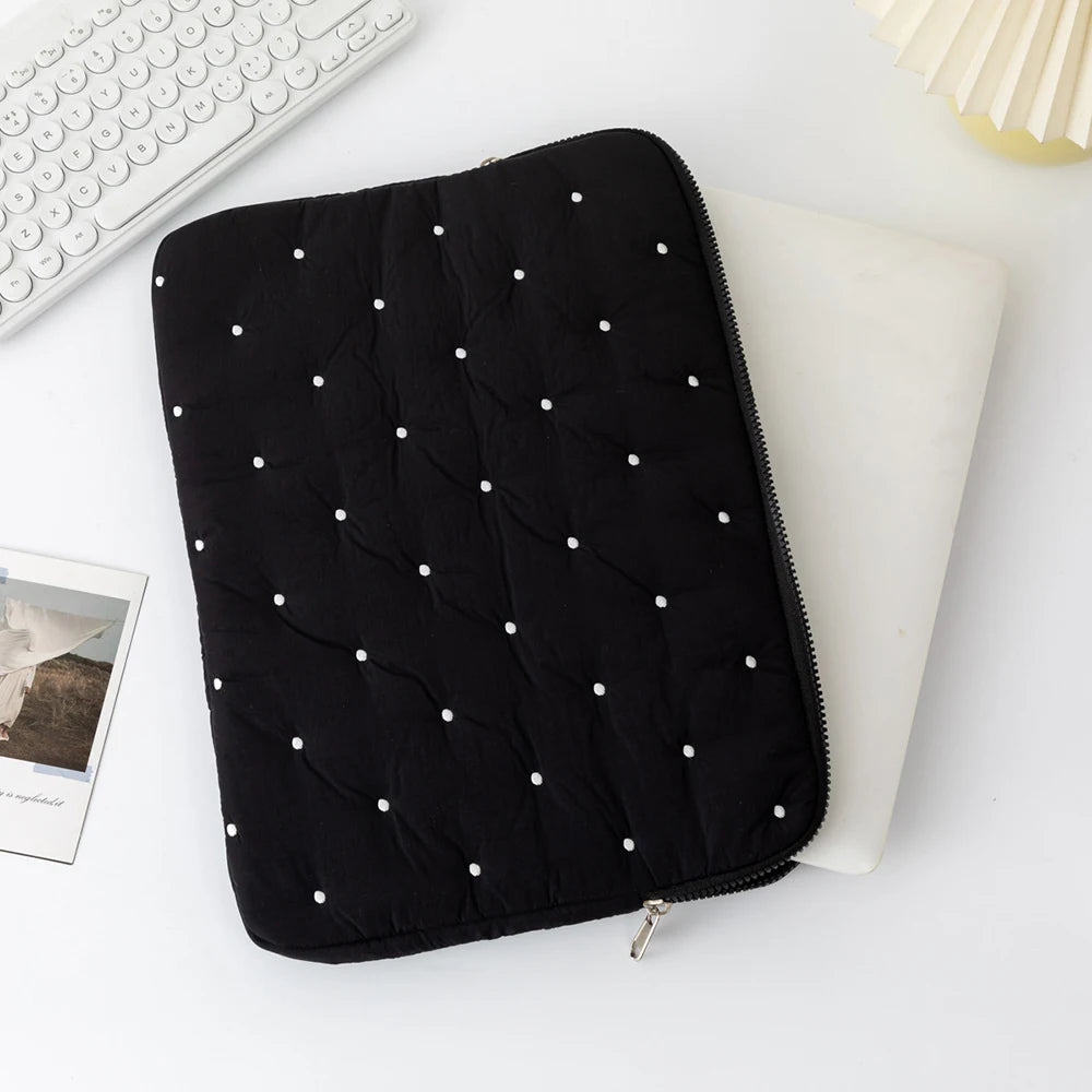 Embroidered Dot Computer Bag, Simple Solid Color Tablet Bag, Inner Bag, Laptop Storage Bag, Multiple Sizes To Choose From