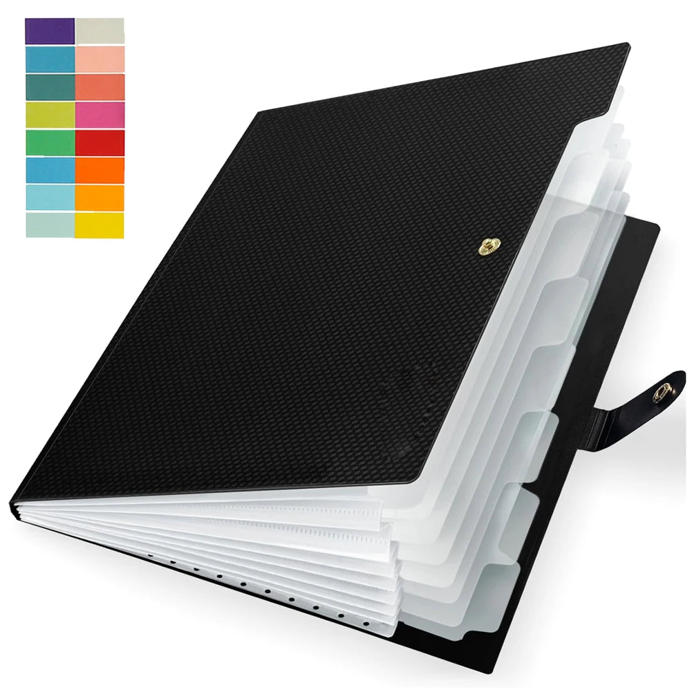 Accordion File Organizer 8 Pockets Expanding File Folder with Labels A4 Letter Document Paper Organizer for School Office