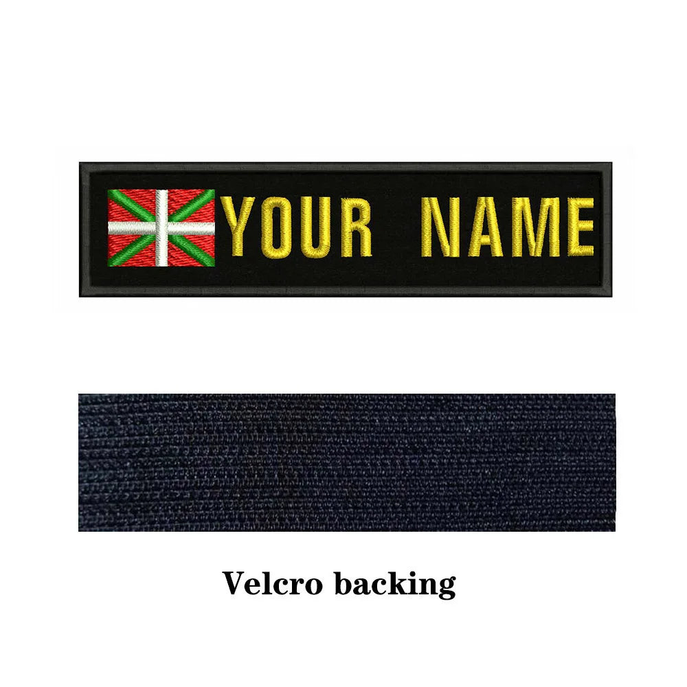Basque Flag 10X2.5cm Embroidery Custom Name Text Patch Stripes Badge Iron On Or  Patches