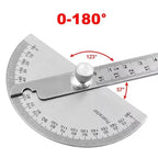 180 Degree Adjustable Protractor 14.5cm Stainless Steel Angle Gauge Round Finder Head Caliper Measuring Ruler Tool