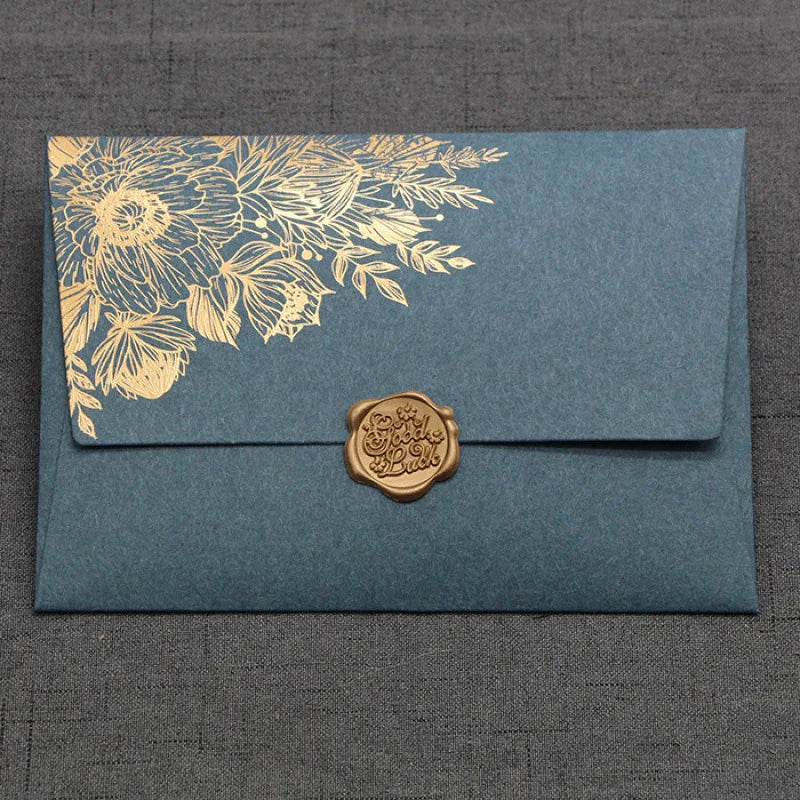 10pcs/special Paper Card Hot Stamping Invitation Letter Envelope, Pearl Paper Packaging Thick Envelope