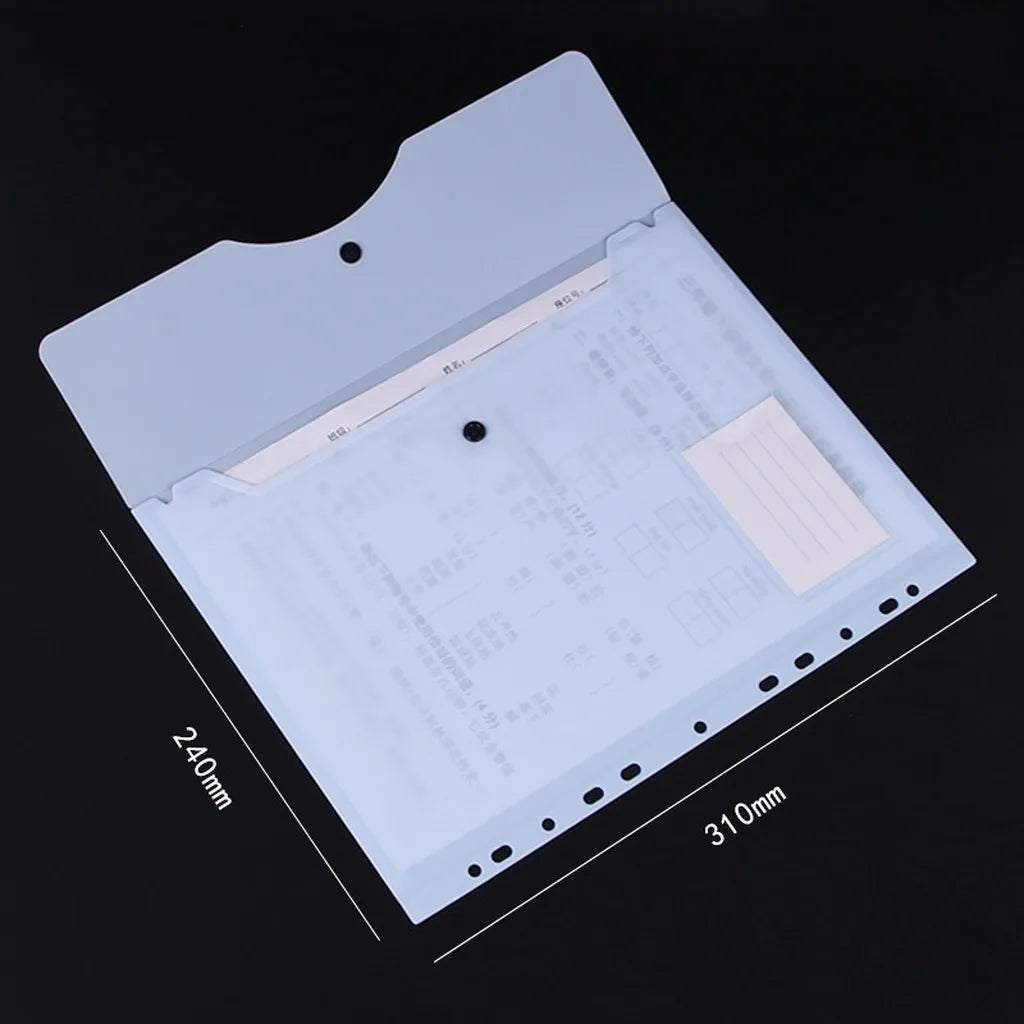 1 Folder + 6 Document Pouches, Transparent 3-Ring A4 Binder With 11-Hole Loose Leaf Pockets School Office Document Organizer