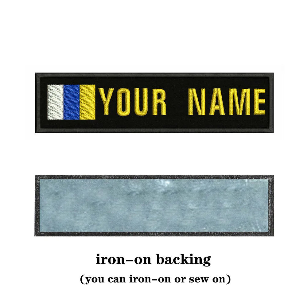 Canary Islands Flag 10X2.5cm Embroidery Custom Name Text Patch Stripes Badge Iron On Or  Patches