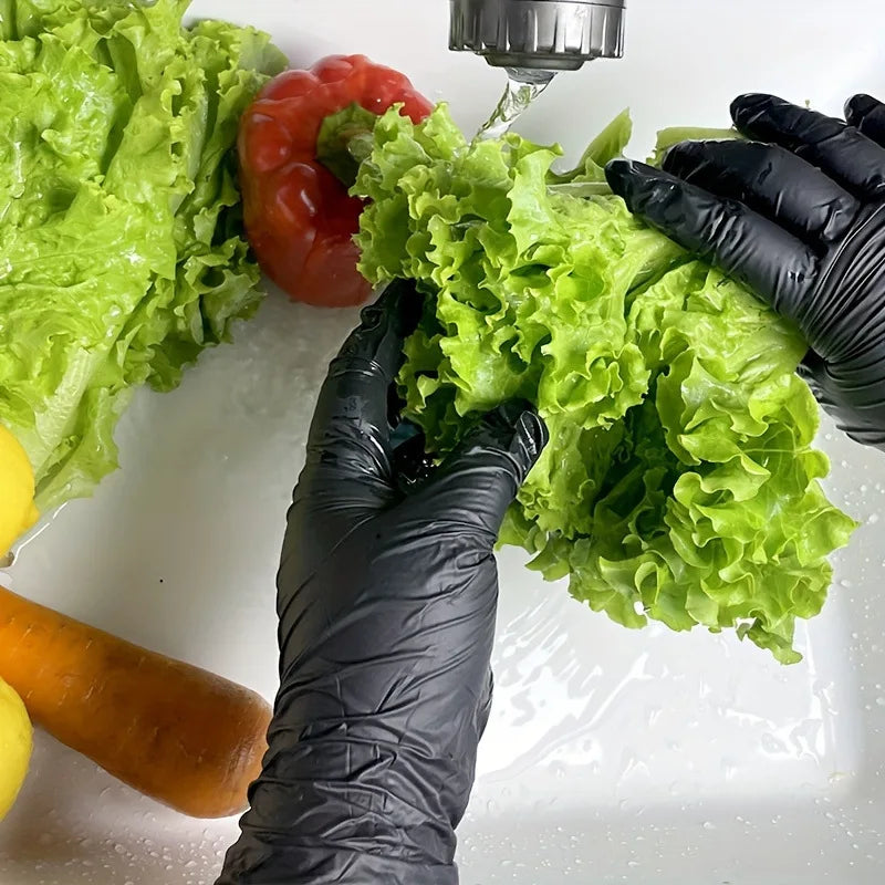 Portable Black Composite Nitrile Rubber High-Elasticity Disposable Gloves Food Work Latex Gloves Cleaning Waterproof Gloves