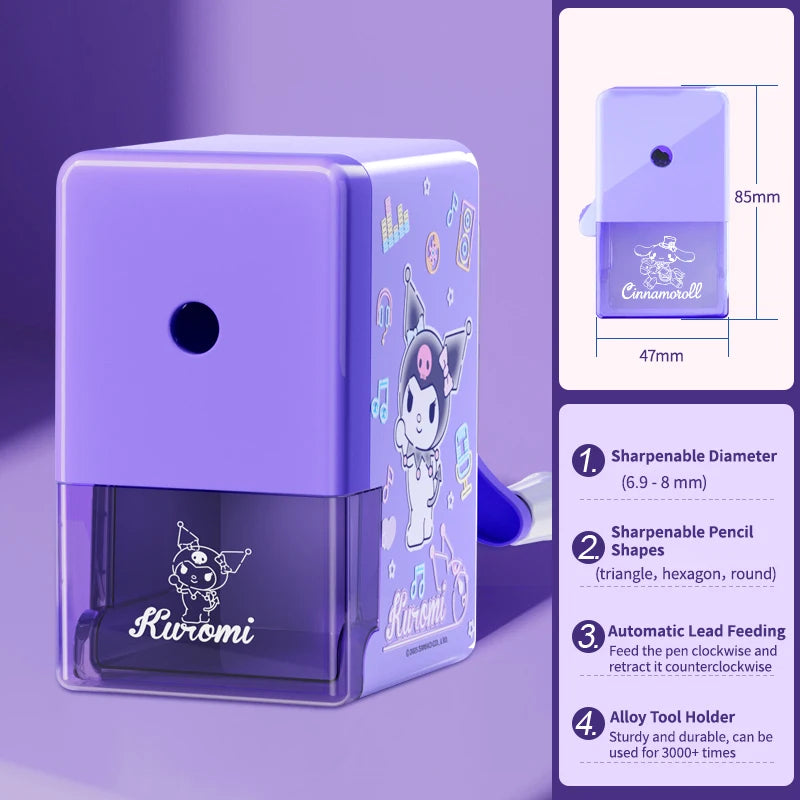 Sanrio Pencil Sharpener Fast Sharpening Easy to Use for Kids Students School Office Stationery Cute Anime Merch Kawaii Gift