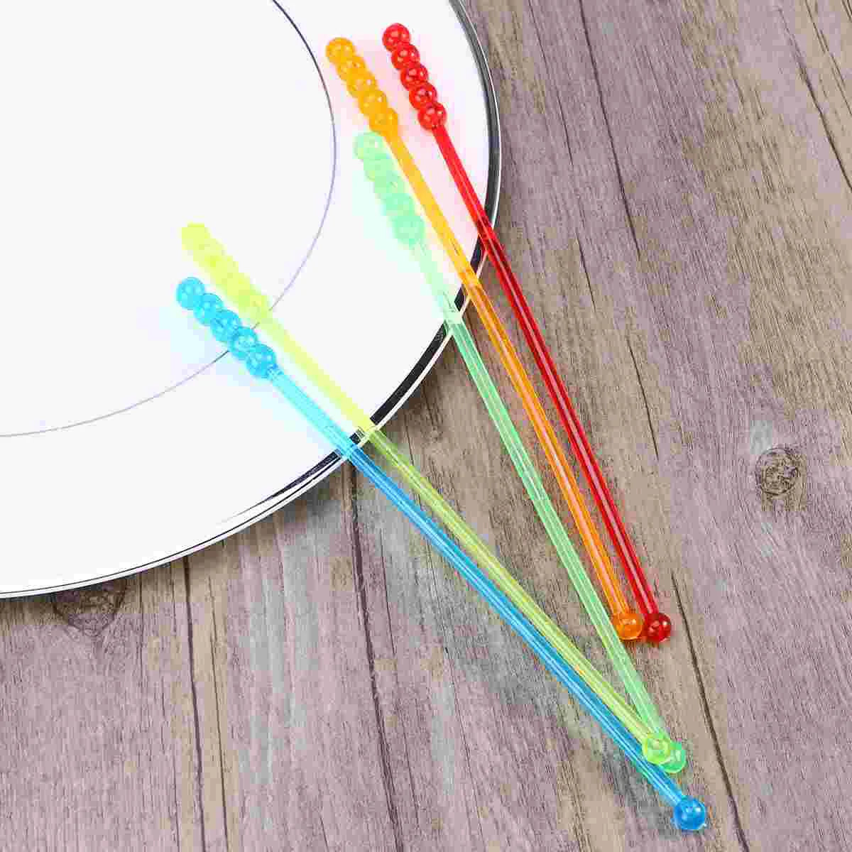 50 Pcs Drinks Coffee Stirrers Swizzle Sticks Long Handle Mix Cocktail Beverage Acrylic