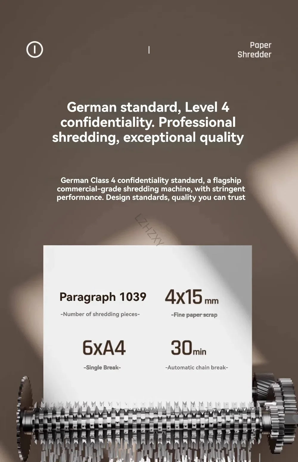 High-capacity Office Shredder with Five-level Security and Shredding Function It Can Shred Large Volumes of Documents and CDs