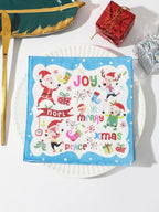 Christmas Party Napkins Disposable Dinner Serviettes Santa Claus Christmas Tree Gifts Flower Element Style Art Decoupage Napkins