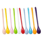 Candy Color Plastic Long Handle Spoons Multi-use For Dessert Tea Coffee Soup Kitchen Tableware Flatware
