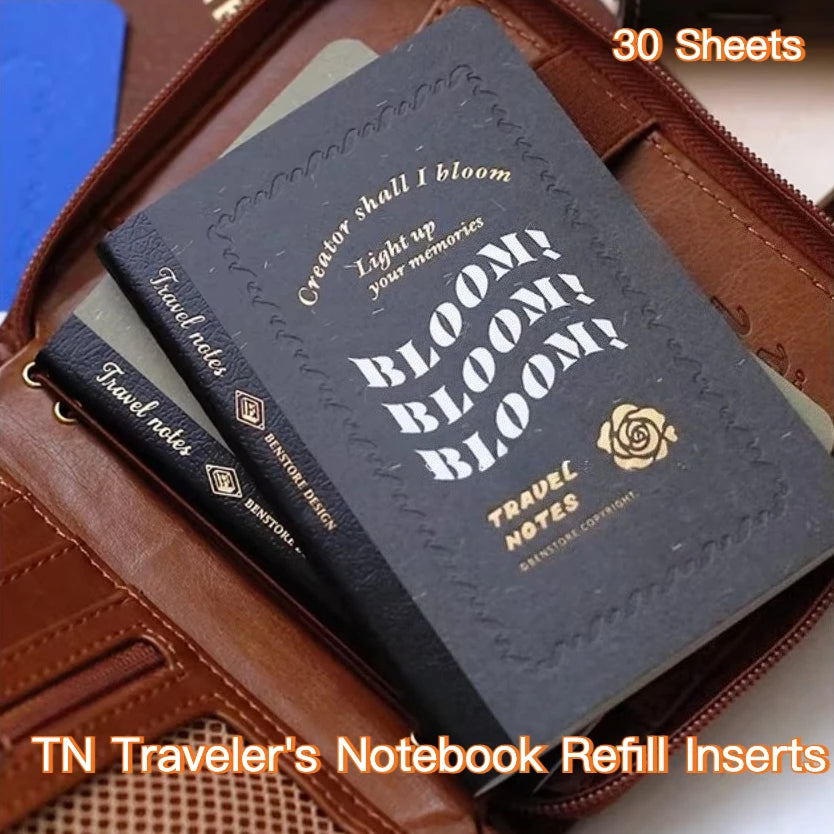 Fromthenon Travel Notebook Refill Vintage Embossed Gold Foil Cover Blank Grid Inner Pages for Retro Travel Journal Planner