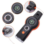 Emergency Survival Whistle 7 In 1 With LED Light Compass And Thermometer Outdoor Emergency Kit For Hiking Camping Compass Tool