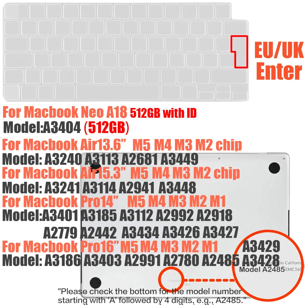 Multi-Language Keyboard Protector Compatible with for MacBook Air/Pro M5-M4 A2779,A3434,A3241 | Arabic, FR, RU, ES, IT Layouts