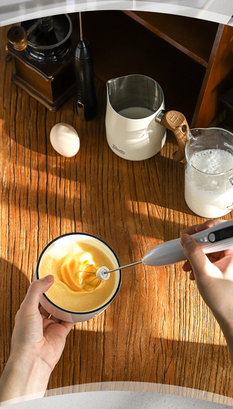 Bincoo-Electric Coffee Milk Maker, Handheld Household Mixer, Adjustable Double-Headed Gear