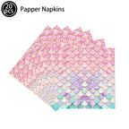 Mermaid Party Supplies Mermaid Scales Pattern Paper Plate Cup Napkin Popcorn Box Food Bowl Girl Birthday Party Baby Shower Decor