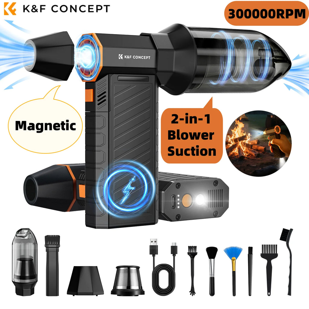 K&F CONCEPT Vacuum Magnetic Electric Air Duster Compressed 2-in-1 Air Blower&Suction for Computer,Laptop Keyboard,Camera Clean