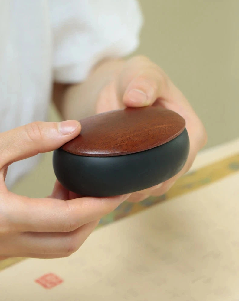 She Inkstone with Lid Antique Chinese Ink Stone for Calligraphy Writing and Traditional Painting Practice Natural Rock Inkstone