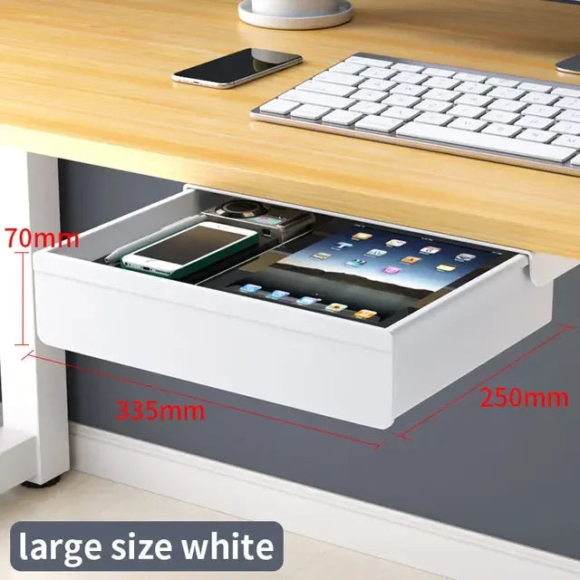 Hidden Under Desk Drawer Storage Office Organizer Desk Self Adhesive Drawers Plastic Undertable Accessories Storage Box Drawe
