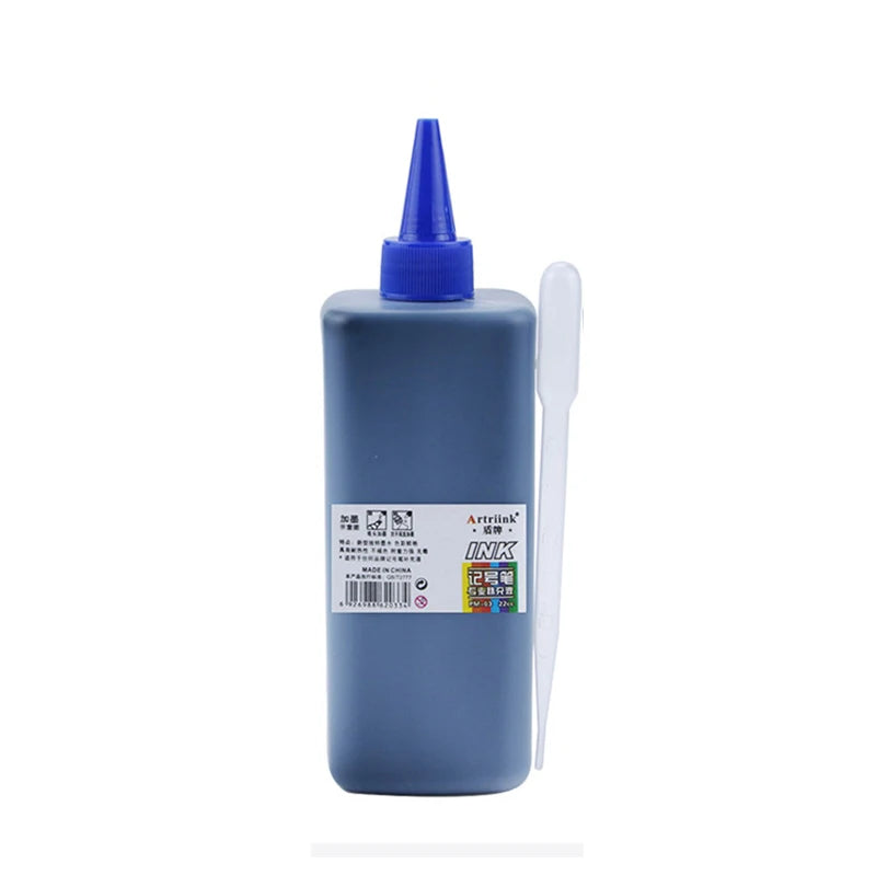 500ML Graffiti ink Permanent Marker Refill Ink - Oil-Based Waterproof for Black/Red/Blue Markers (Bulk Bottle, Non-Erasable)