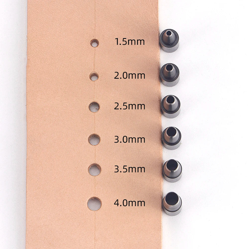 QJH 1Set Japanese Screw Punch Tool Kit Hole Punch 6 Tips Size 1.5mm - 4mm for Sewing DIY Leathercraft, Paper Crafts, Bookbinding