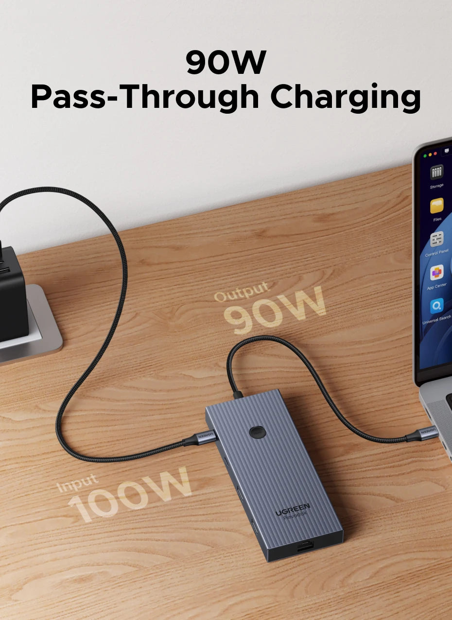 UGREEN USB HUB 9-in-1 4K60Hz HDMI PD100W RJ45 SD/TF USB3.2 Gen2 10Gbps for Laptop Accessories Dell MacBook HP Splitter Docking