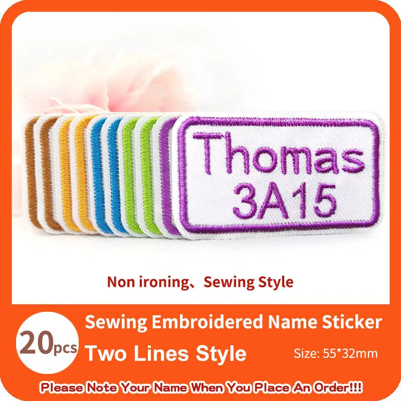 Custom Thermal Embroidery Iron Name Tag Sticker Personalized Washable Sewing Clothing Children Stickers Clothes Babysuit Labels