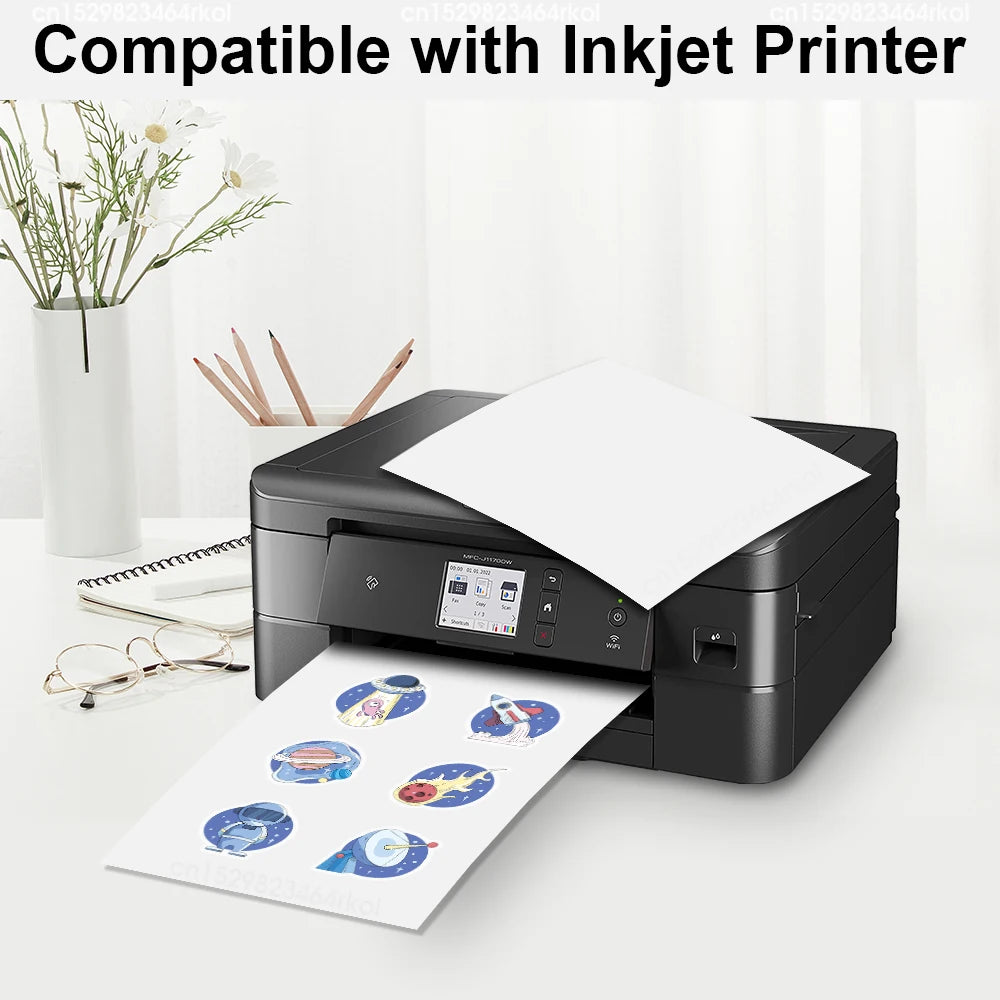 10 Sheets A4 Vinyl Sticker Paper Transparent Printabe Label for Inkjet Printer Self Adhesive Copy Paper Waterproof Sticker Decal