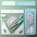 7Pcs/Set Student Compass Set School Mathematical Rulers Multi-Function Learning Professional Drawing Tool Girls Gifts Stationery