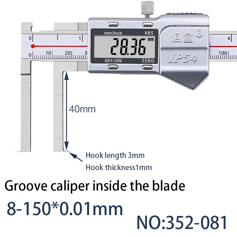 5-150mm Inner Groove Electronic Caliper Inner Diameter Outer Groove Inner Hole Measurement Tool Inner Hole Vernier Caliper