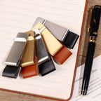 6-1PCS Stainless Steel Leather Pen Holder Pencil Clamps Notebook Bookmark Practical Organizer Clip Pen Holder Office Stationary