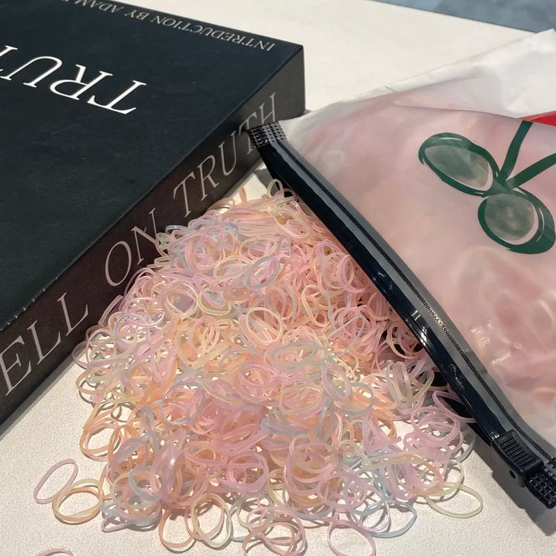 2000pcs/lot Small Disposable Transparent Hair Ties For Kid Girls Elastic Rubber Bands For Bracelets Baby Mini hair Rope Headband