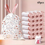 100-Count Drawstring Trash Bags – 19.7x17.7in Thick Unscented Liners for Kitchen, Bathroom & Office, Cute Printed Design