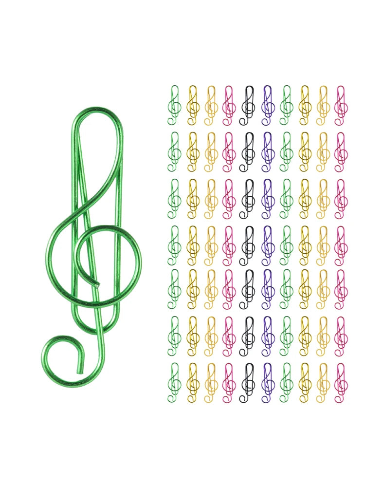 30/50/100PCS  Paper Clips Cute  Musical Note Paperclip Multicolor Metal Bookmarks for Music Enthusiast for Party Invitation Card