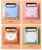 1pcs Cartoon Board Clip Sticky Note Book Student Ins Girl Memo Sticky Note Study Office Non-sticky Message Paper