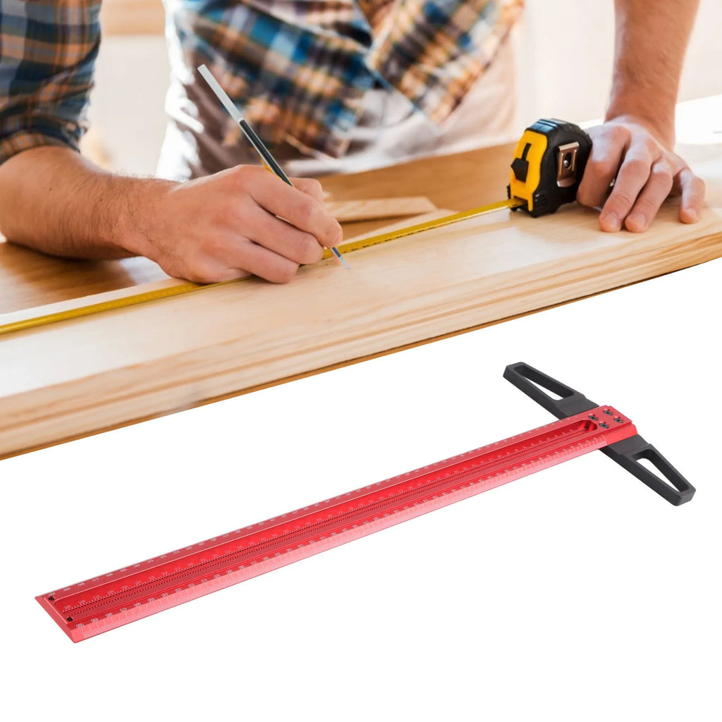 T Type Woodworking Ruler Hole Positioning Scribing Gauge Aluminum Alloy Measuring Tool for Carpenter