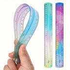 Flexible Colorful Ruler Tape Measure Bendable Soft Plastic Shatterproof Straight Edge Ruler For Classroom School Office Supplier