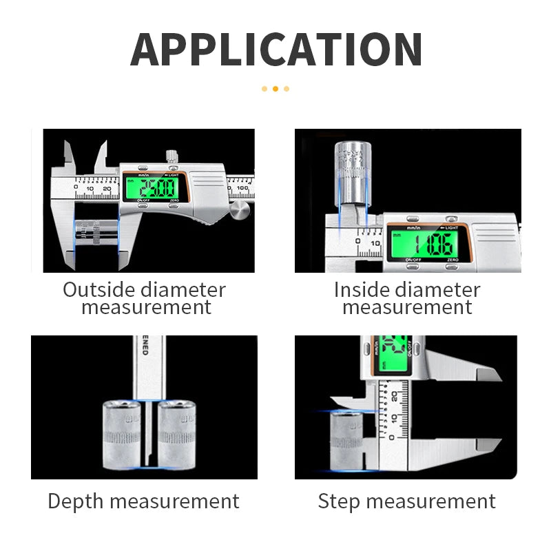 Kerseo Digital Caliper Stainless Steel Metal Vernier Caliber Measuring Tools Woodworking Thickness Gauge Depth Electronic Ruler
