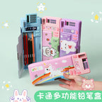 Built-in Calculator Plastic Stationery Box for Primary School Students Double-sided Open Pencil Case Creative Multi-functional
