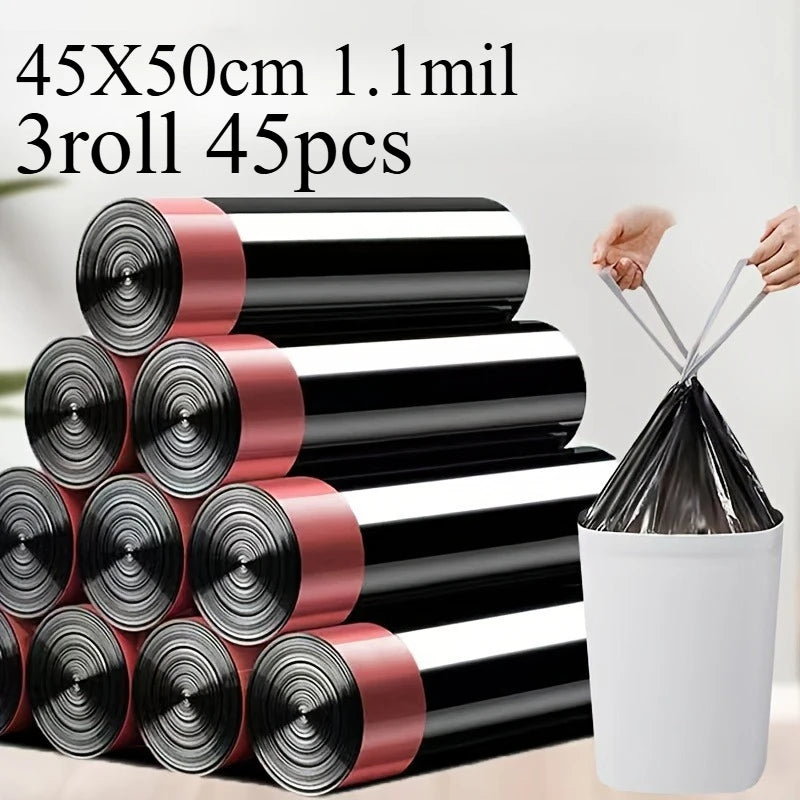 Heavy Duty Drawstring Trash Bags 3.6 Gallon 1/3/5 Rolls for Kitchen Bathroom Bedroom Living Room Office - Kitchen Bin Liners