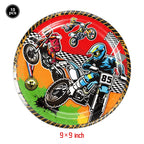Motorcycle Dirt Biker Birthday Party Supplies Motocross Dessert Paper Plates Cups Napkins Disposable Tableware Favor For Boys