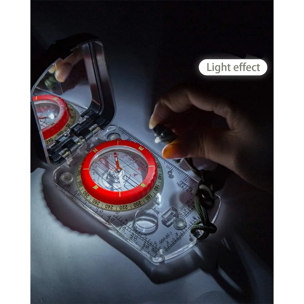 Survival Compass with Sighting Mirror, Adjustable Declination & Clinometer,  Multifunctional Gear for Outdoor Camping Hiking