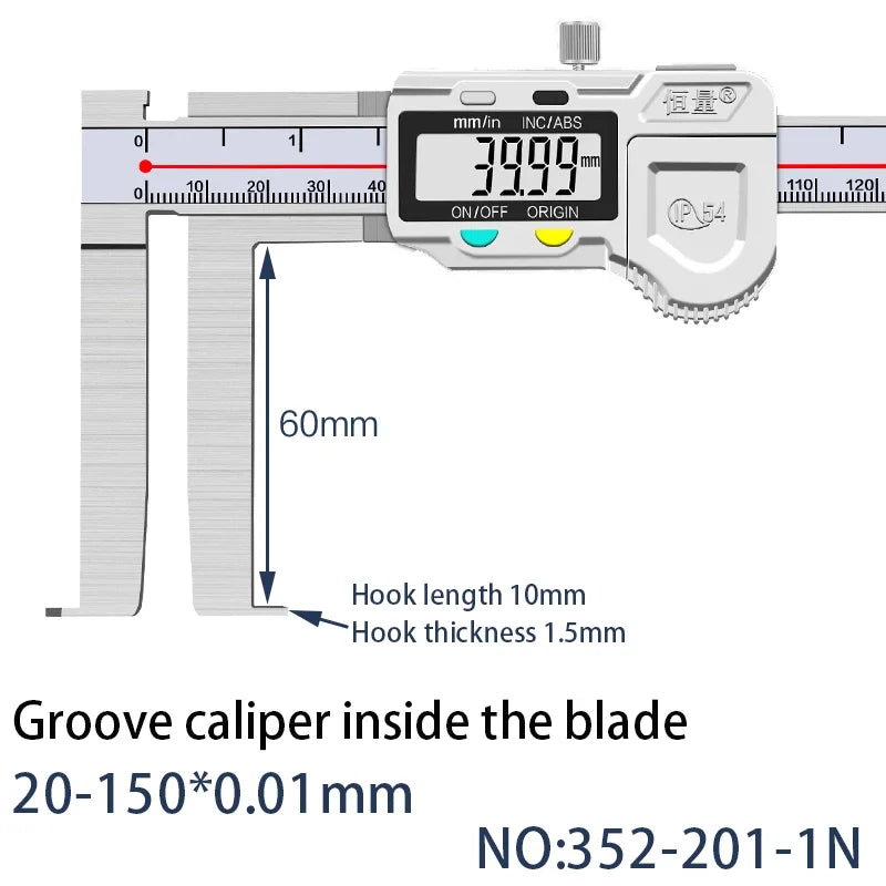 5-150mm Inner Groove Electronic Caliper Inner Diameter Outer Groove Inner Hole Measurement Tool Inner Hole Vernier Caliper