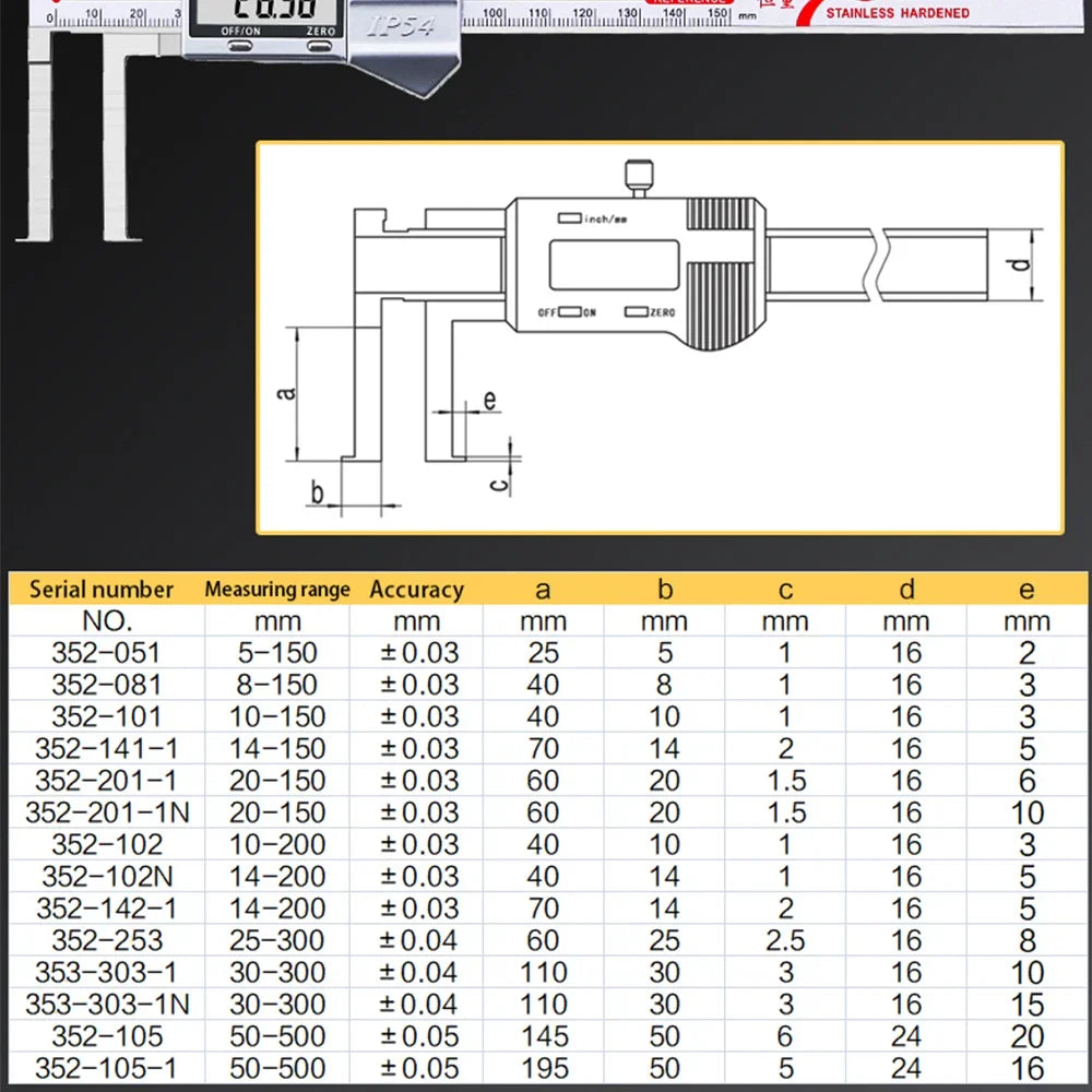 5-150mm Inner Groove Electronic Caliper Inner Diameter Outer Groove Inner Hole Measurement Tool Inner Hole Vernier Caliper