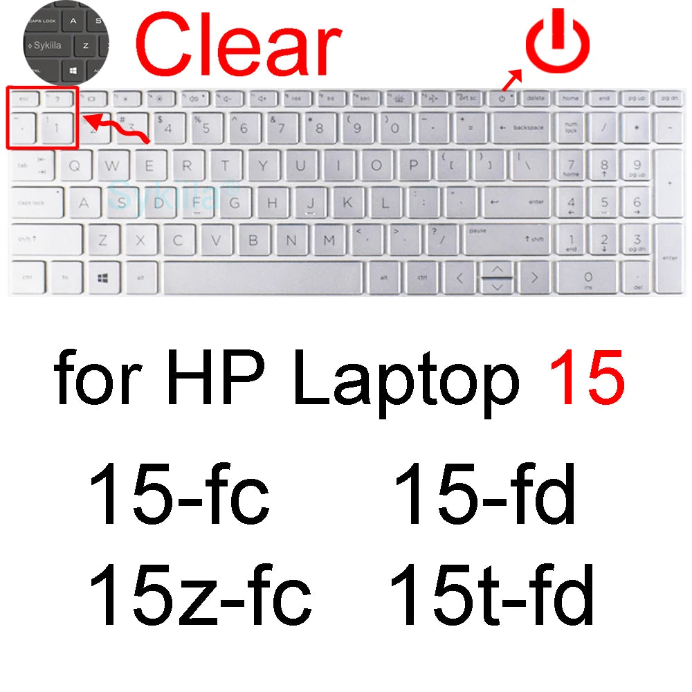 Keyboard Cover for HP Laptop 15 15t 15-fd 15-fc 15-ef 15-dw 15-dy 15g 15q 15s 15z Essential Silicone Protector Skin Film Case
