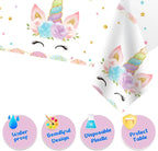 Magical Unicorn Tablecloth 54x108''-Disposable Waterproof Plastic for Girls Birthday&Baby Sprinkle | Glitter Rainbow Party Decor