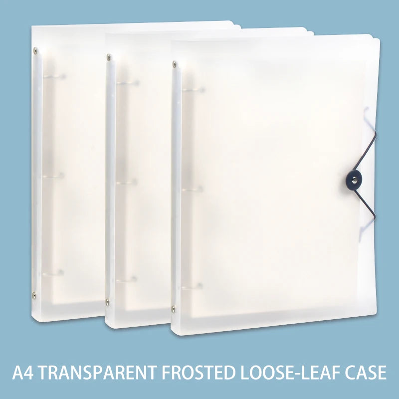 Transparent A4 Folder 3 Ring Binder with Buckle Closure Matte PP File Folder Document Organizer for School Office Stationery