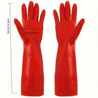 1pair Latex dishwashing gloves, extended and thickened rubber cleaning gloves for kitchen housework, car washing,