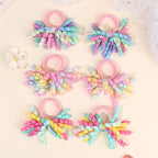 2Pcs Trendy Firework Hair Ties Rainbow Curly Ribbon Elastic Rubber Bands For Girls Kids Cute Hair Ropes Daily Hair Accessories